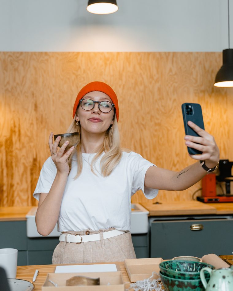 A product maker filming content